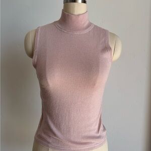 Sleeveless Cashmere-Blend Turtleneck Top - Ballet Pink